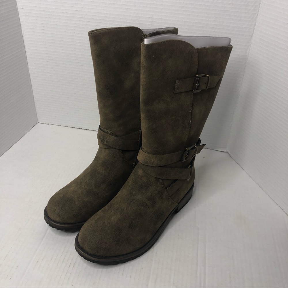 Maurices Boots Womens 8.5 Brown Sarah Burnished Mid Boots Zipper Side New